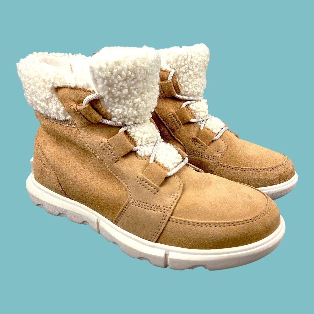 SOREL Women's Explorer Next Carnival Waterproof Boots Canoe Tan Sea Salt Sz 9.5